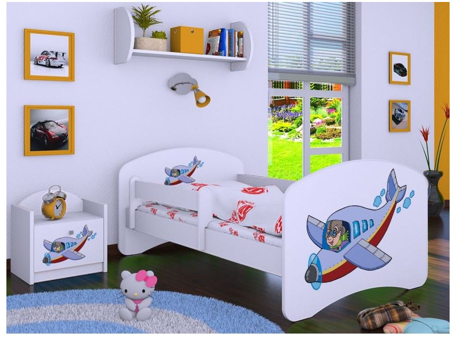 Dětská postel bez šuplíku 180x90cm LETADLO - bílá