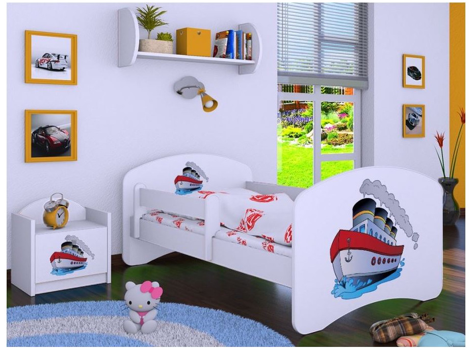 Dětská postel bez šuplíku 180x90cm LODIČKA - bílá
