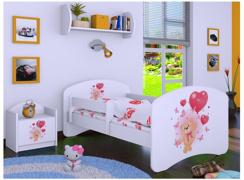 Dětská postel bez šuplíku 160x80cm MEDVÍDEK S BALONKY - bílá