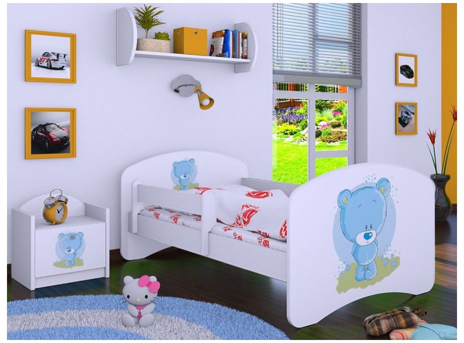 Dětská postel bez šuplíku 180x90cm MODRÝ MEDVÍDEK - bílá