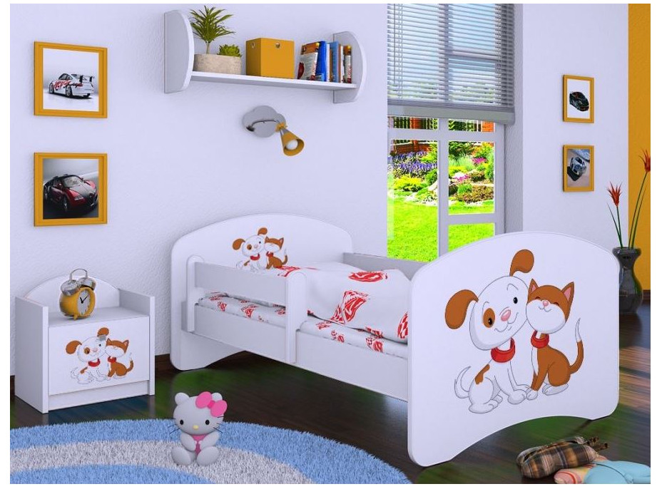 Dětská postel bez šuplíku 180x90cm PEJSEK A KOČIČKA - bílá
