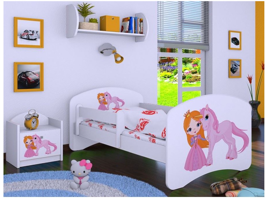 Dětská postel bez šuplíku 180x90cm PRINCEZNA A JEDNOROŽEC - bílá