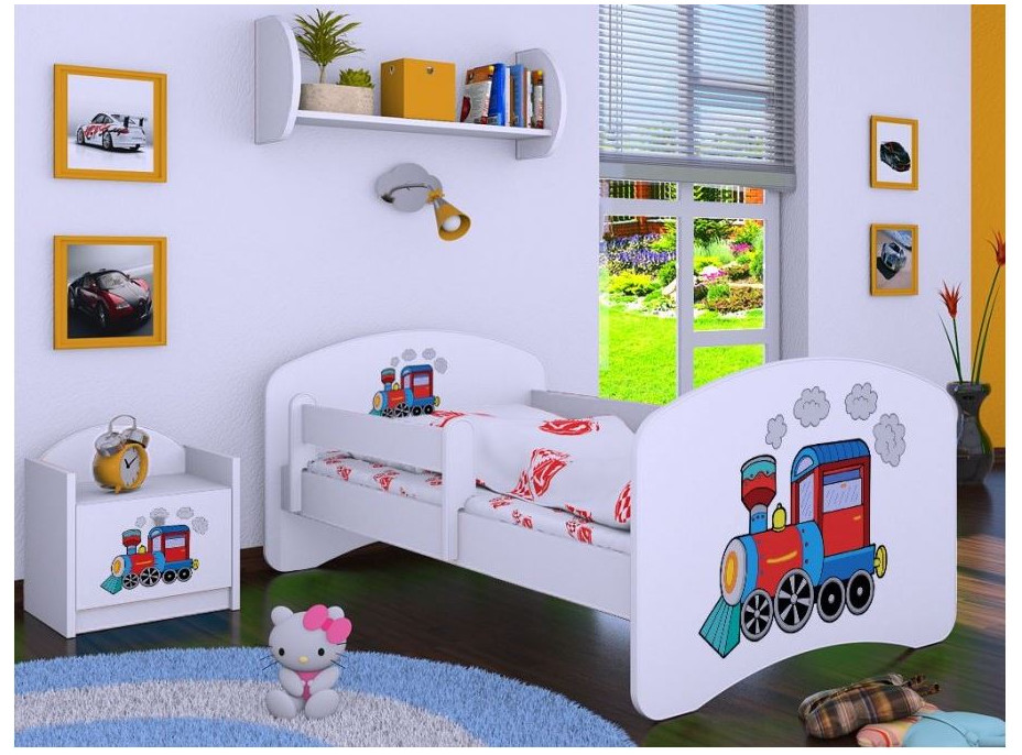 Dětská postel bez šuplíku 180x90cm SUPER LOKOMOTIVA - bílá