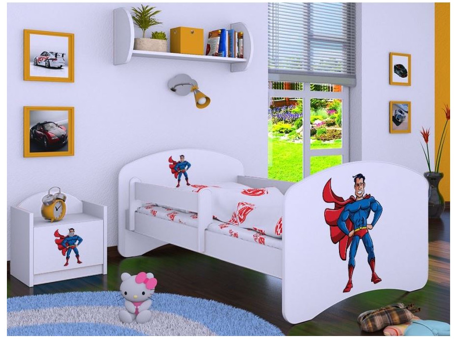 Dětská postel bez šuplíku 160x80cm SUPERMAN - bílá