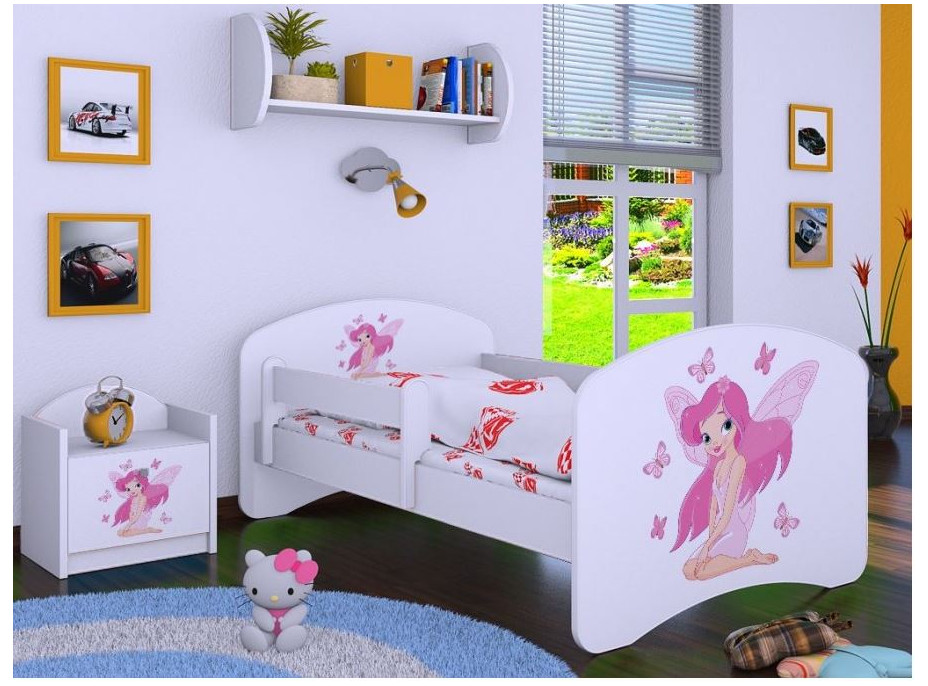 Dětská postel bez šuplíku 180x90cm VÍLA A MOTÝLCI - bílá