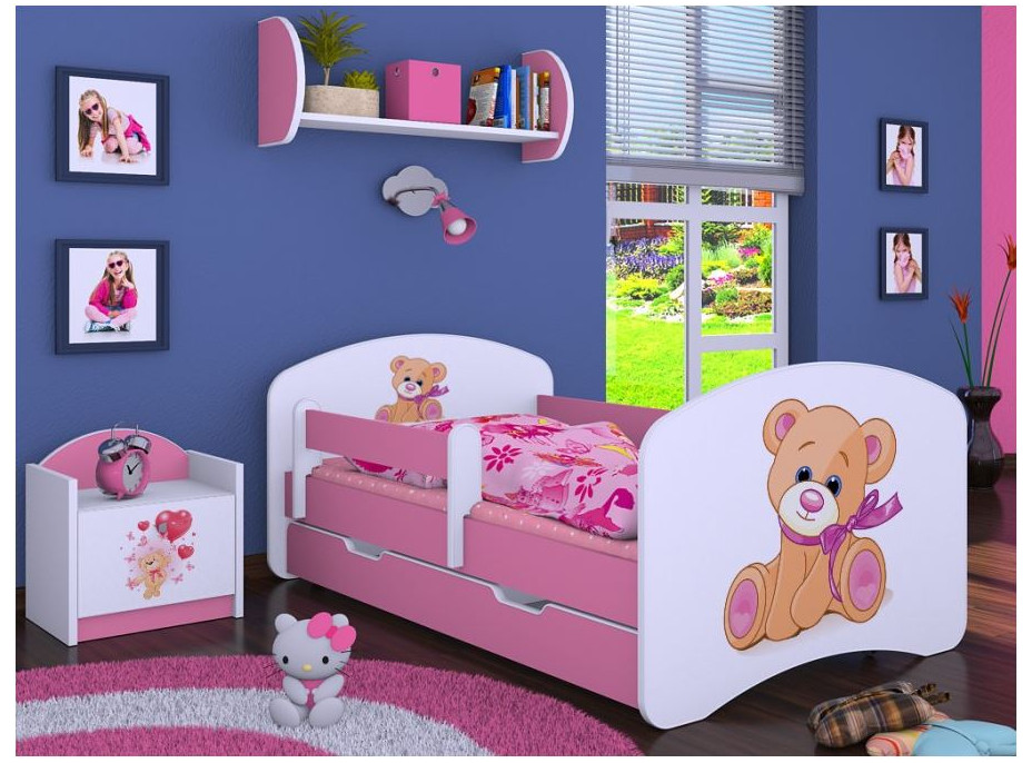 Dětská postel se šuplíkem 160x80cm MÉĎA - růžová