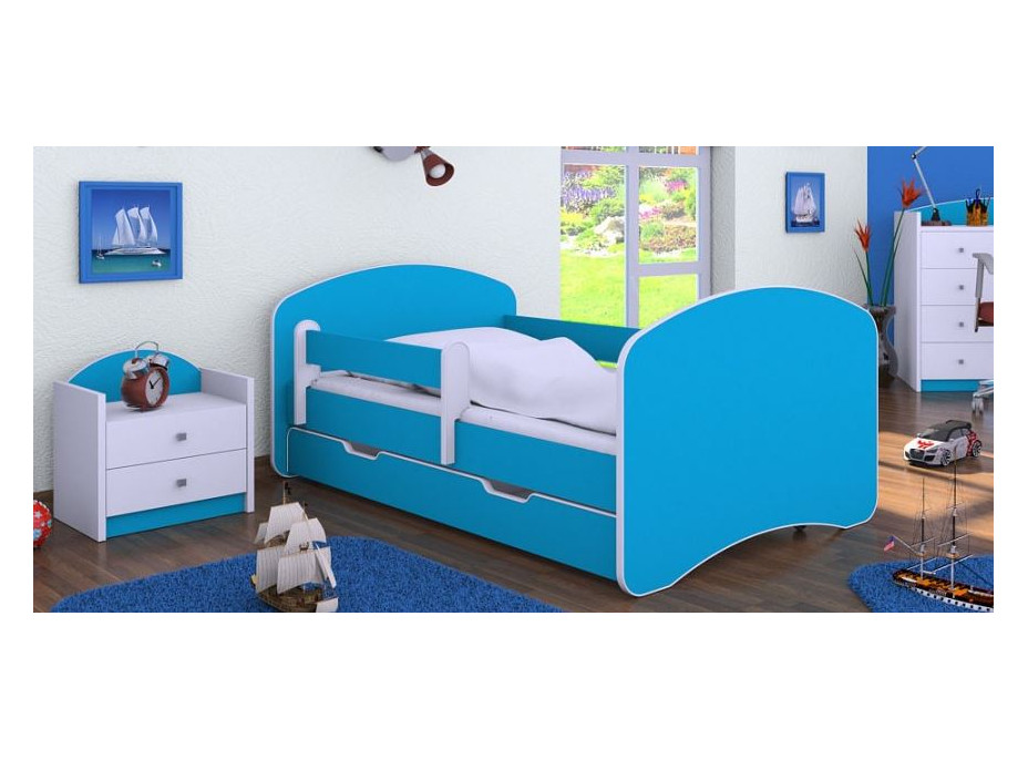 Dětská postel se šuplíkem 140x70 cm - MODRÁ