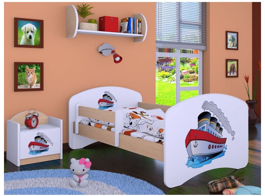 Dětská postel bez šuplíku 180x90cm LODIČKA - světlá hruška