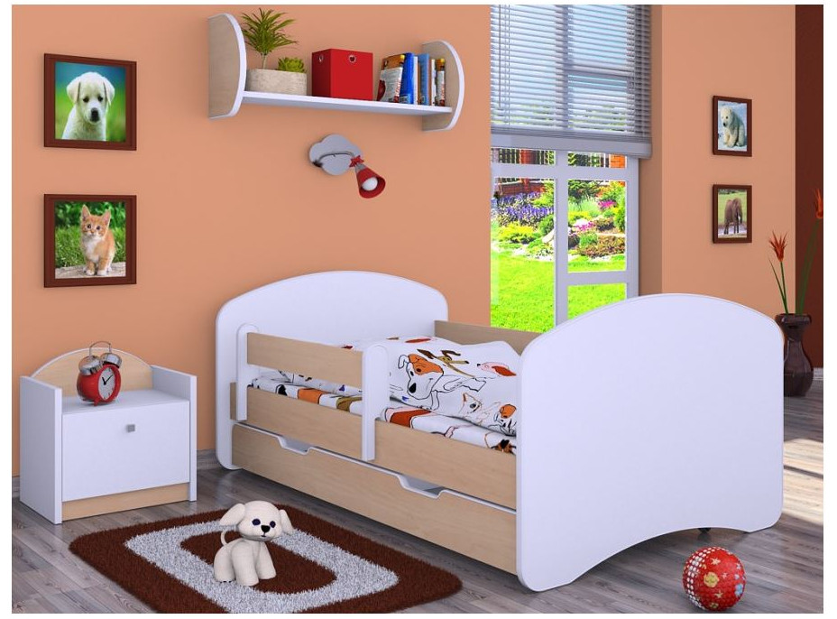 Dětská postel se šuplíkem 180x90cm BEZ MOTIVU - světlá hruška