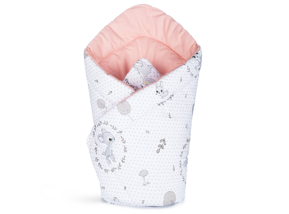 Oboustranná zavinovačka pro miminka 80x80 cm BABY - Srneček/pudrová růžová
