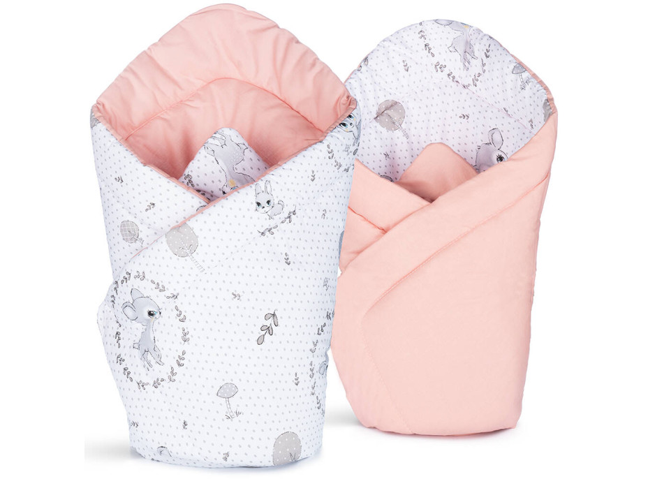 Oboustranná zavinovačka pro miminka 80x80 cm BABY - Srneček/pudrová růžová