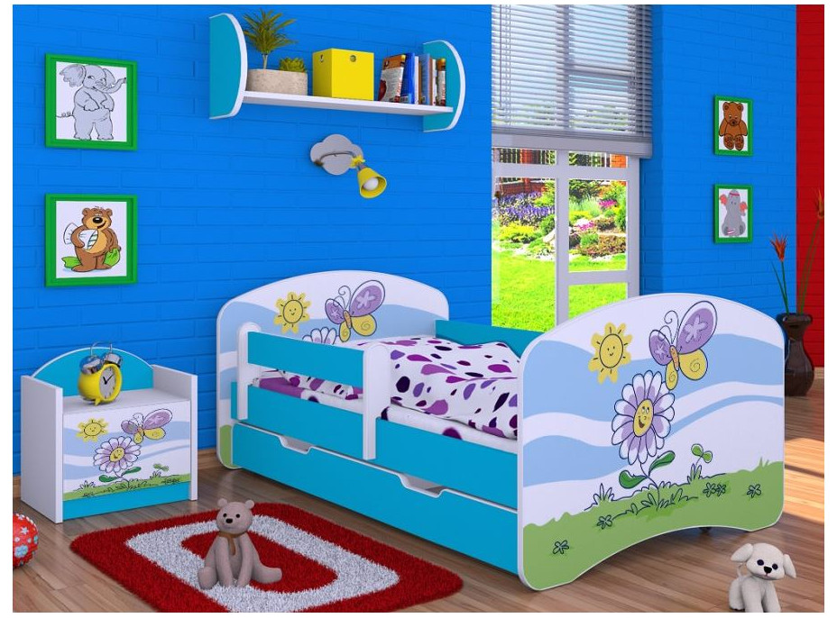 Dětská postel se šuplíkem 180x90cm PALOUČEK - modrá