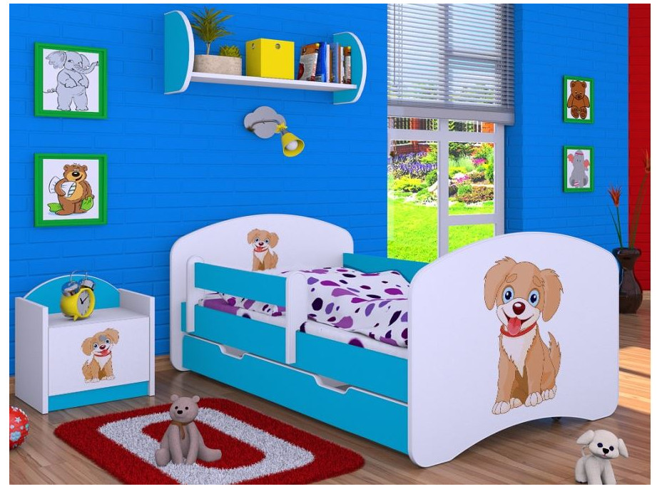 Dětská postel se šuplíkem 180x90cm PEJSEK - modrá