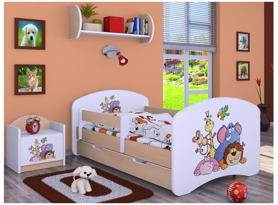 Dětská postel se šuplíkem 180x90cm SAFARI - světlá hruška