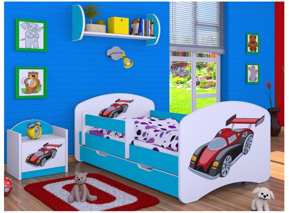 Dětská postel se šuplíkem 180x90cm SUPER FORMULE - modrá