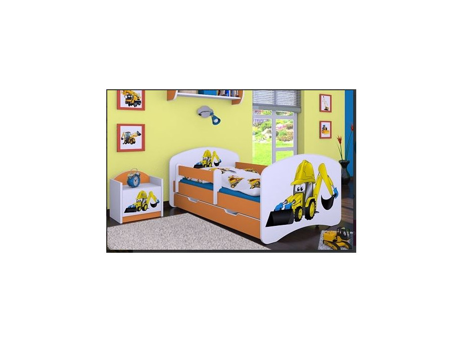 Dětská postel se šuplíkem 180x90cm BAGR - oranžová