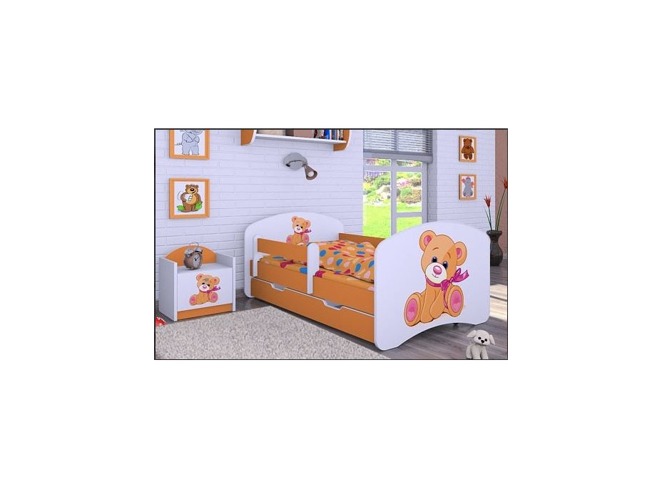 Dětská postel se šuplíkem 160x80cm MÉĎA - oranžová