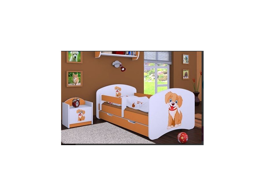 Dětská postel se šuplíkem 180x90cm PEJSEK - oranžová