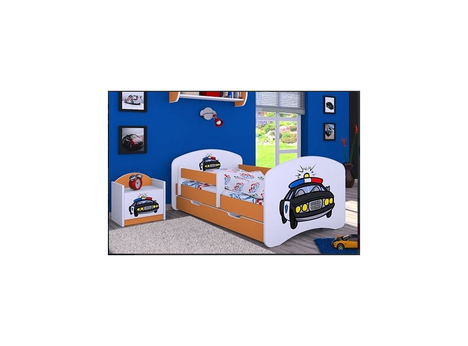 Dětská postel se šuplíkem 180x90cm POLICIE - oranžová