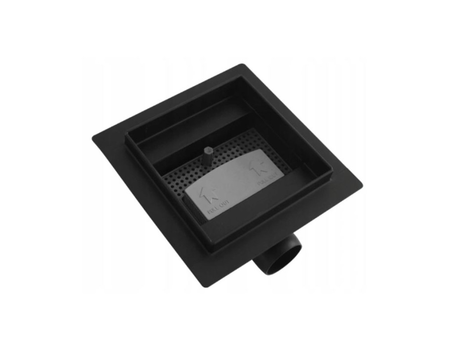 Odtokový sprchový žlab MEXEN FLAT 2v1 - hranatý - 15x15 cm - černý, 1710015