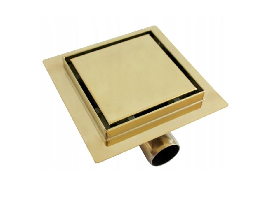 Odtokový sprchový žlab MEXEN FLAT 2v1 - hranatý - 15x15 cm - zlatý, 1510015