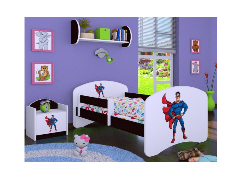 Dětská postel bez šuplíku 160x80cm SUPERMAN - kaštan wenge
