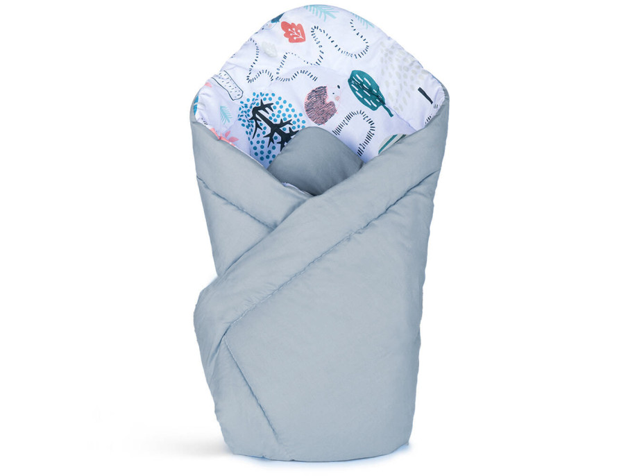 Oboustranná zavinovačka pro miminka 80x80 cm BABY - Cesta ježka/šedá