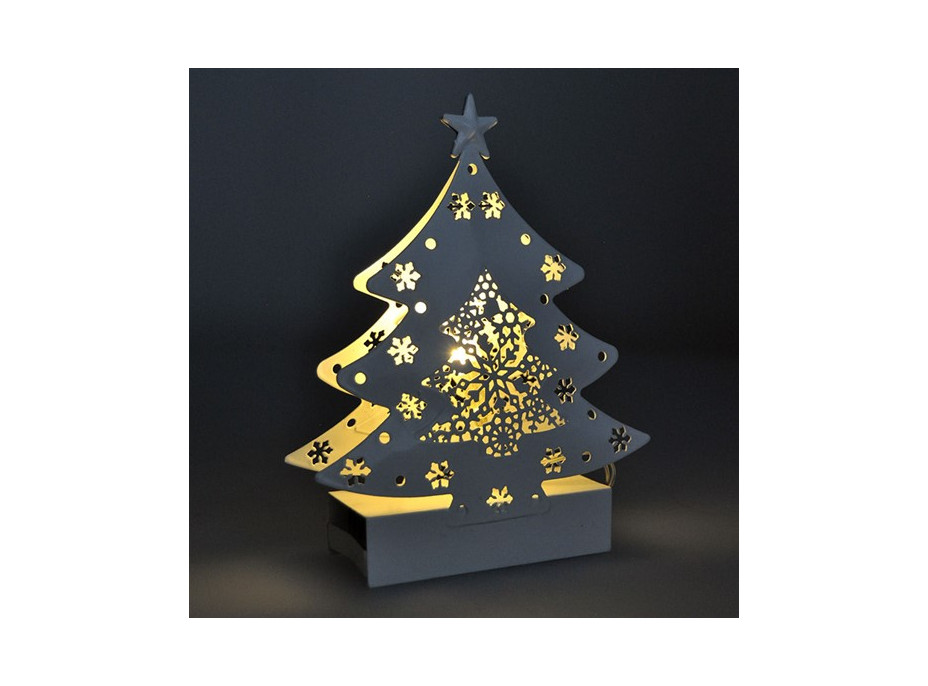 Dekorační LED vánoční stromeček - kovový - 15x11 cm