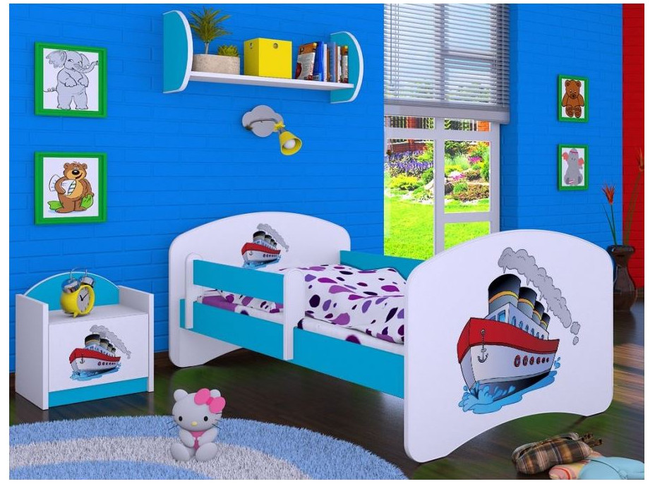 Dětská postel bez šuplíku 160x80cm LODIČKA - modrá
