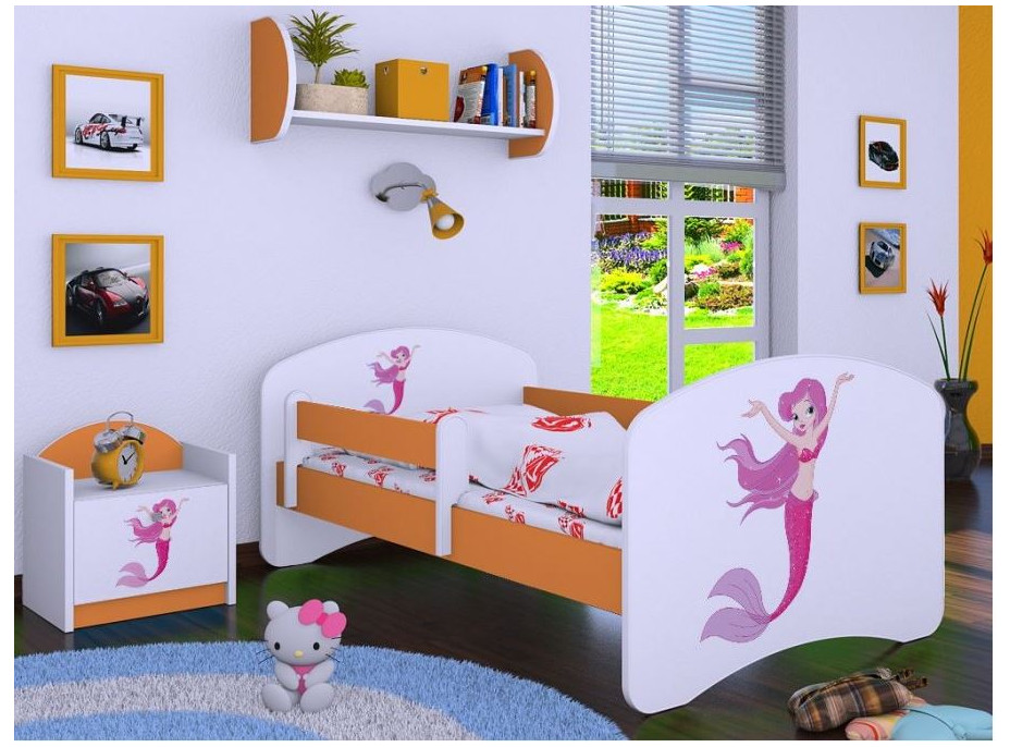 Dětská postel bez šuplíku 160x80cm MALÁ MOŘSKÁ VÍLA - oranžová