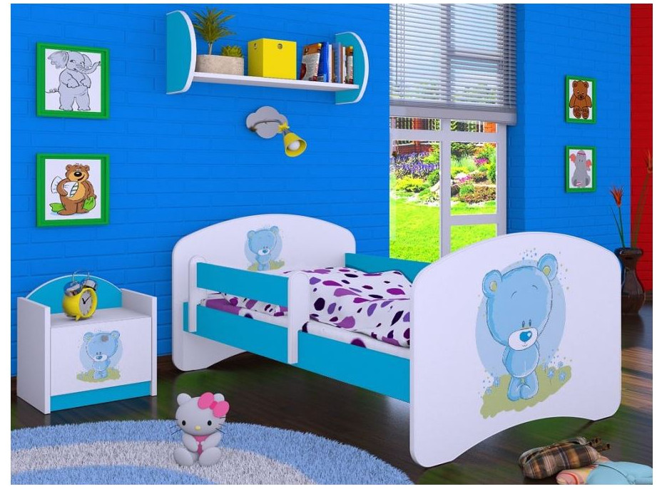 Dětská postel bez šuplíku 160x80cm MODRÝ MEDVÍDEK - modrá