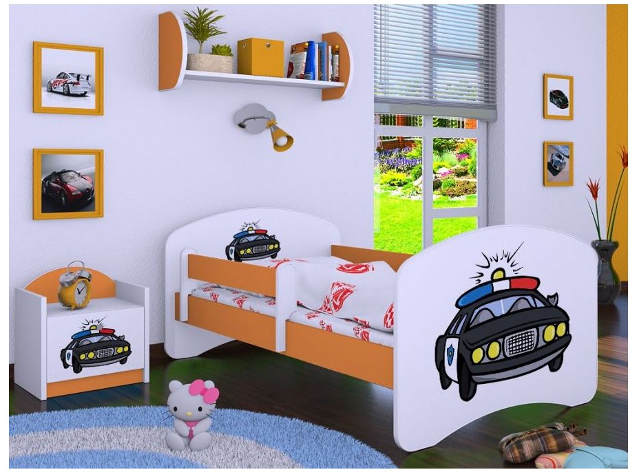 Dětská postel bez šuplíku 160x80cm POLICIE - oranžová