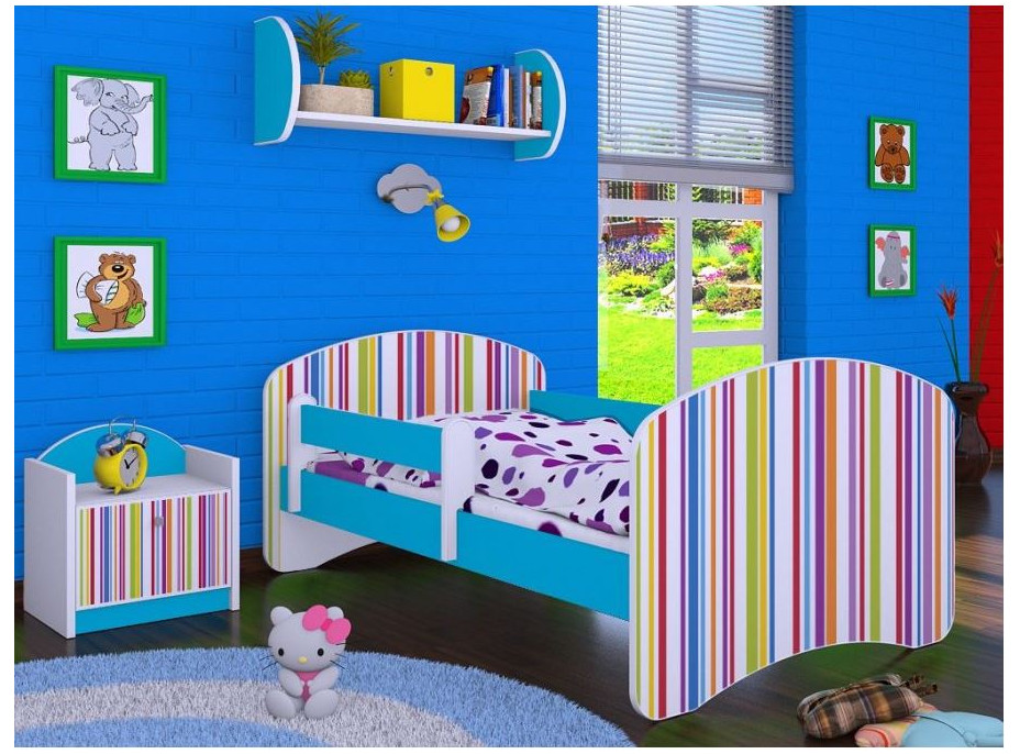 Dětská postel bez šuplíku 180x90cm PROUŽKY - modrá