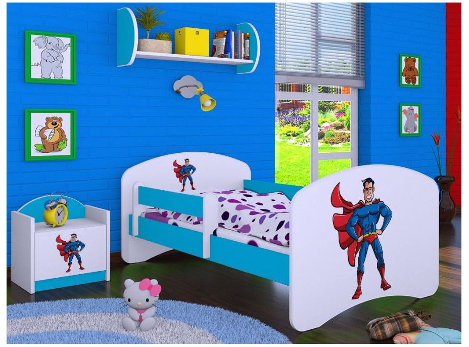 Dětská postel bez šuplíku 180x90cm SUPERMAN - modrá