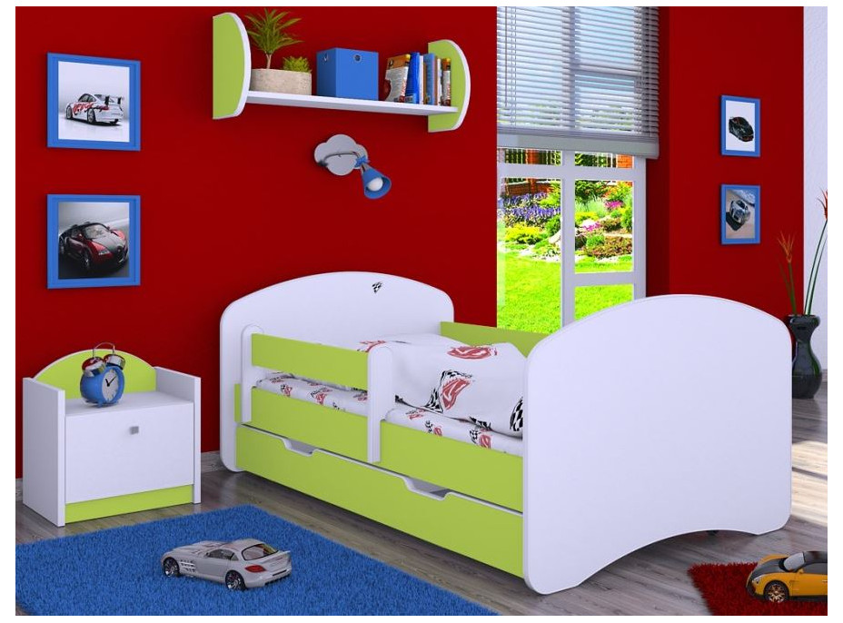 Dětská postel se šuplíkem 180x90cm BEZ MOTIVU - zelená