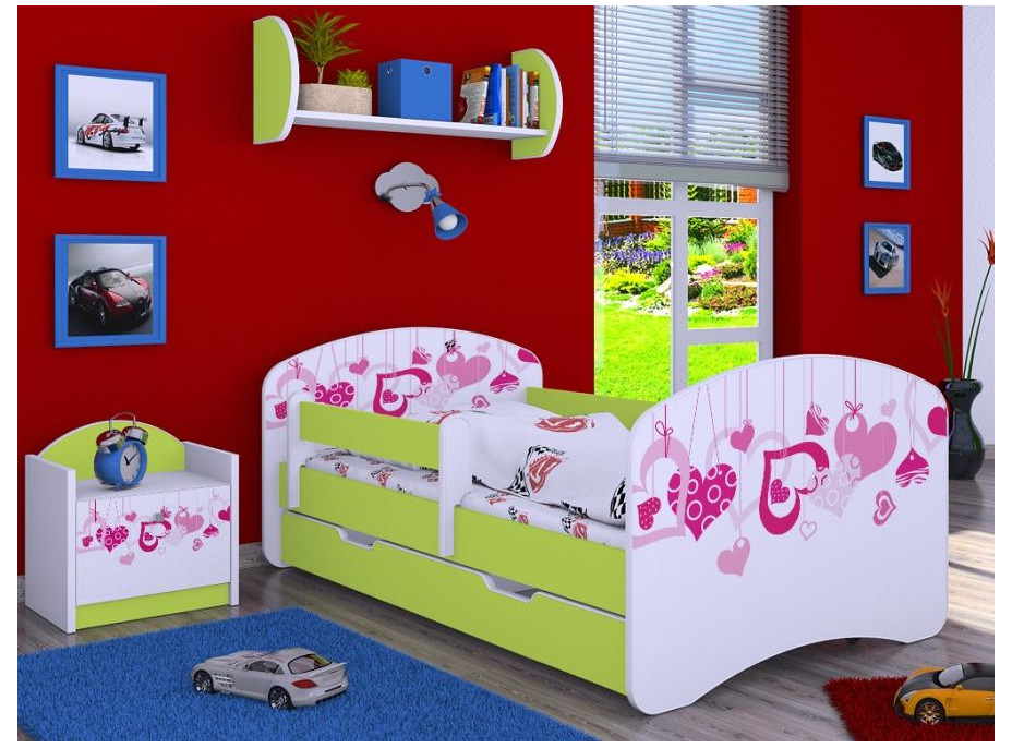 Dětská postel se šuplíkem 180x90cm FALL IN LOVE - zelená