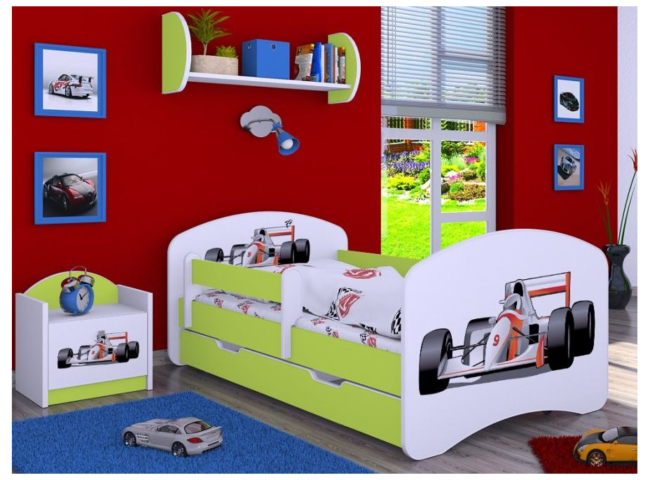Dětská postel se šuplíkem 180x90cm FORMULE F1 - zelená