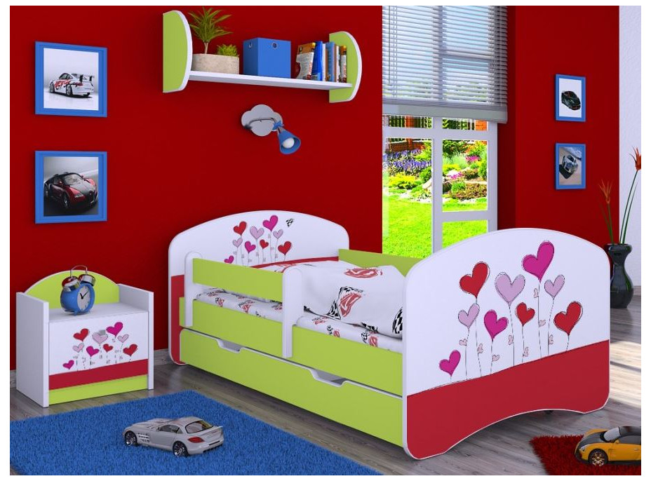 Dětská postel se šuplíkem 160x80cm LOVE - zelená