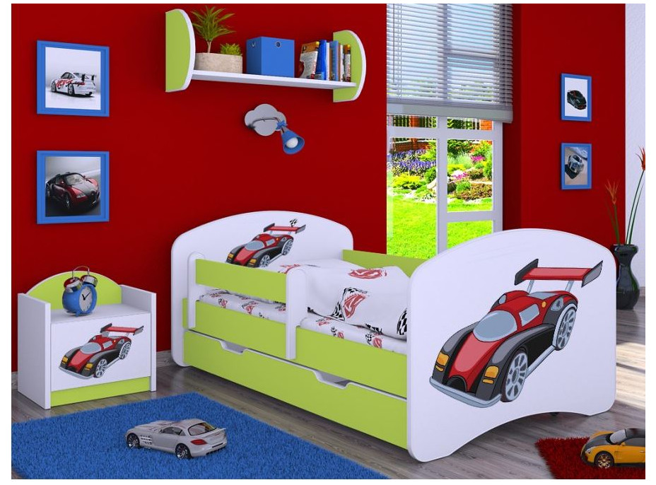 Dětská postel se šuplíkem 180x90cm SUPER FORMULE - zelená