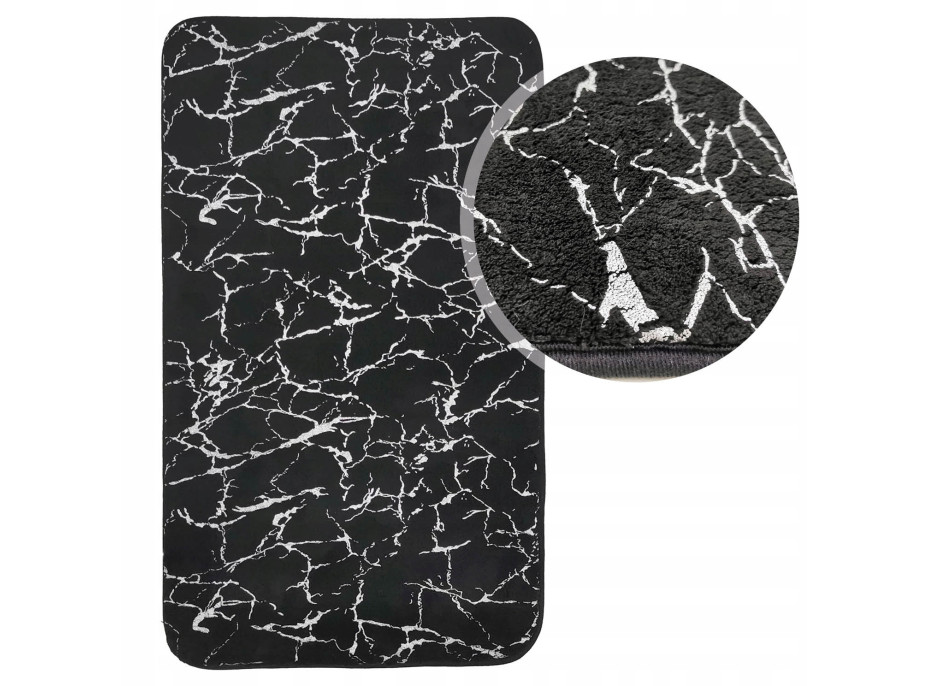 Koupelnová předložka MARBLE 50x80 cm - černá/stříbrná