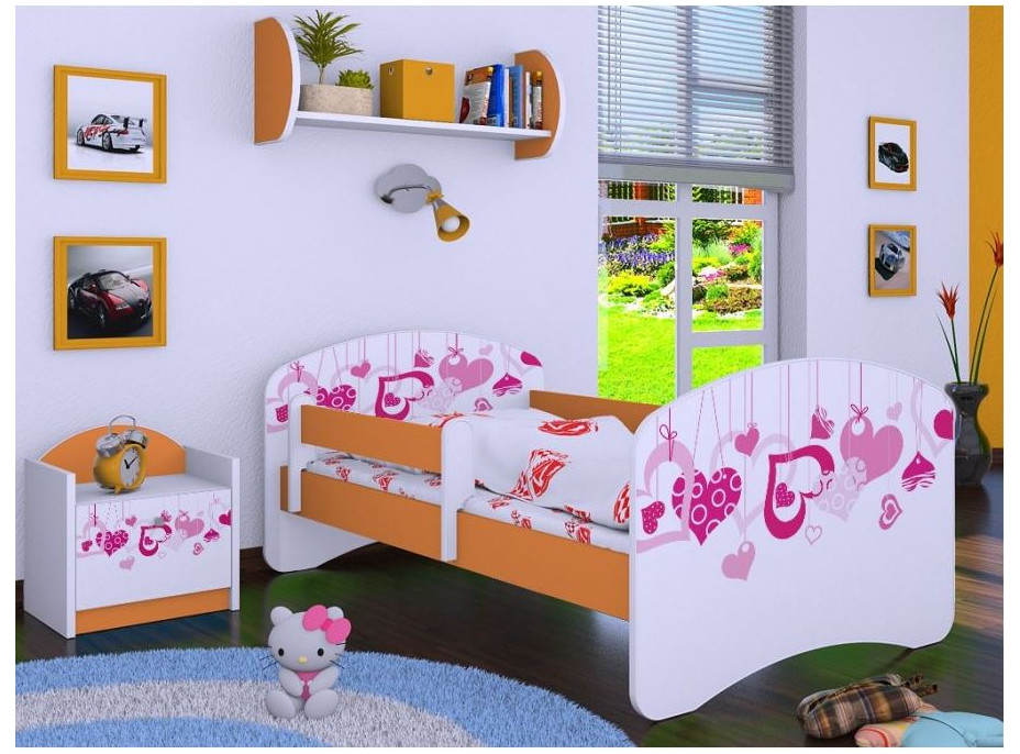 Dětská postel bez šuplíku 180x90cm FALL IN LOVE - oranžová