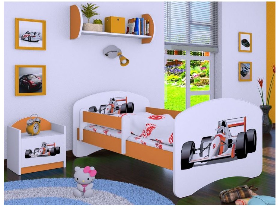 Dětská postel bez šuplíku 180x90cm FORMULE F1 - oranžová