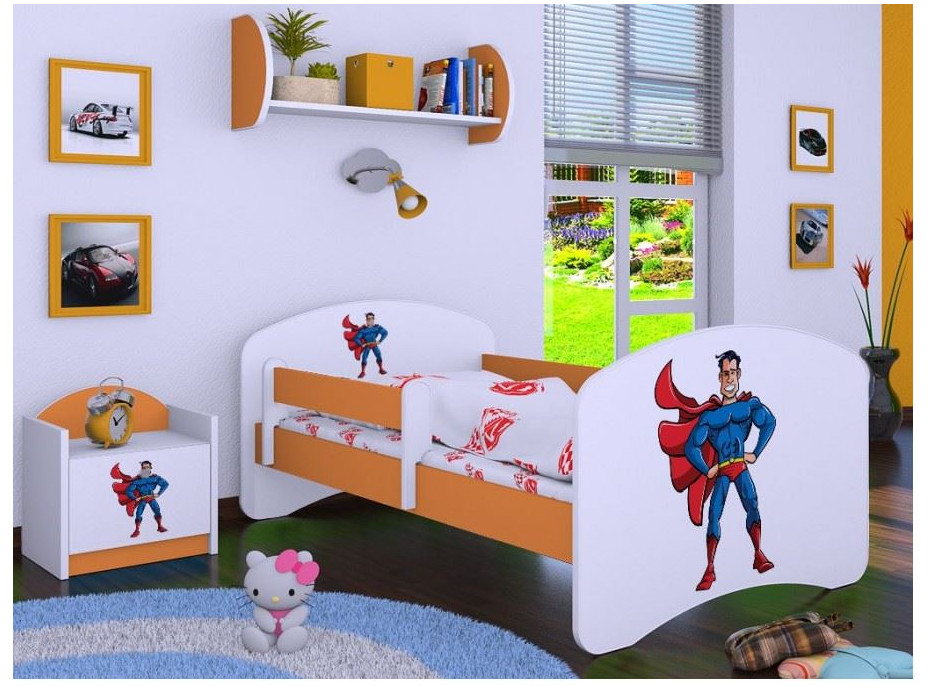 Dětská postel bez šuplíku 160x80cm SUPERMAN - oranžová