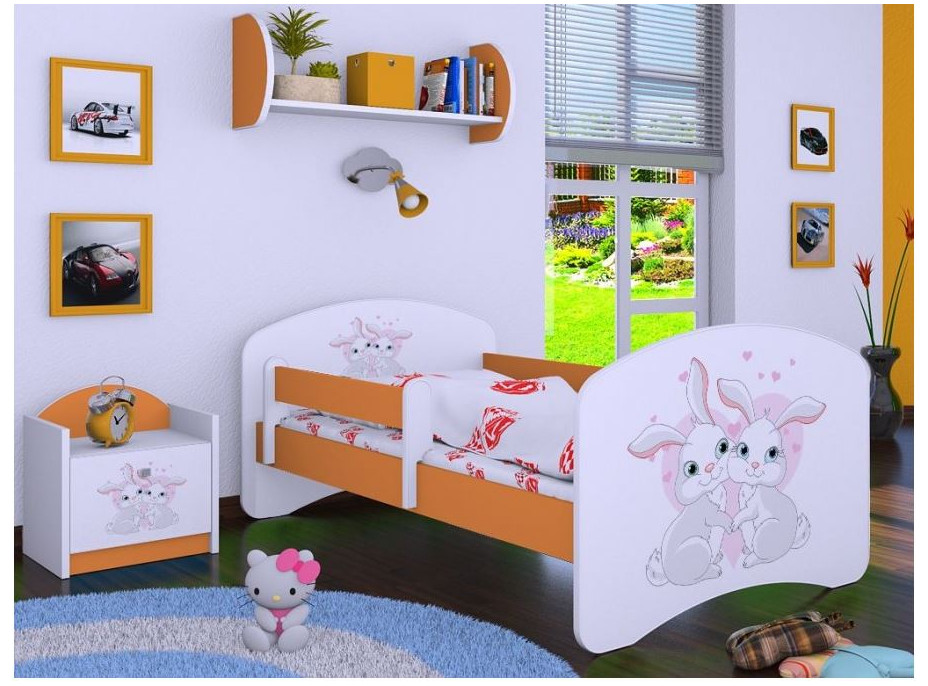 Dětská postel bez šuplíku 180x90cm ZAJÍČCI - oranžová