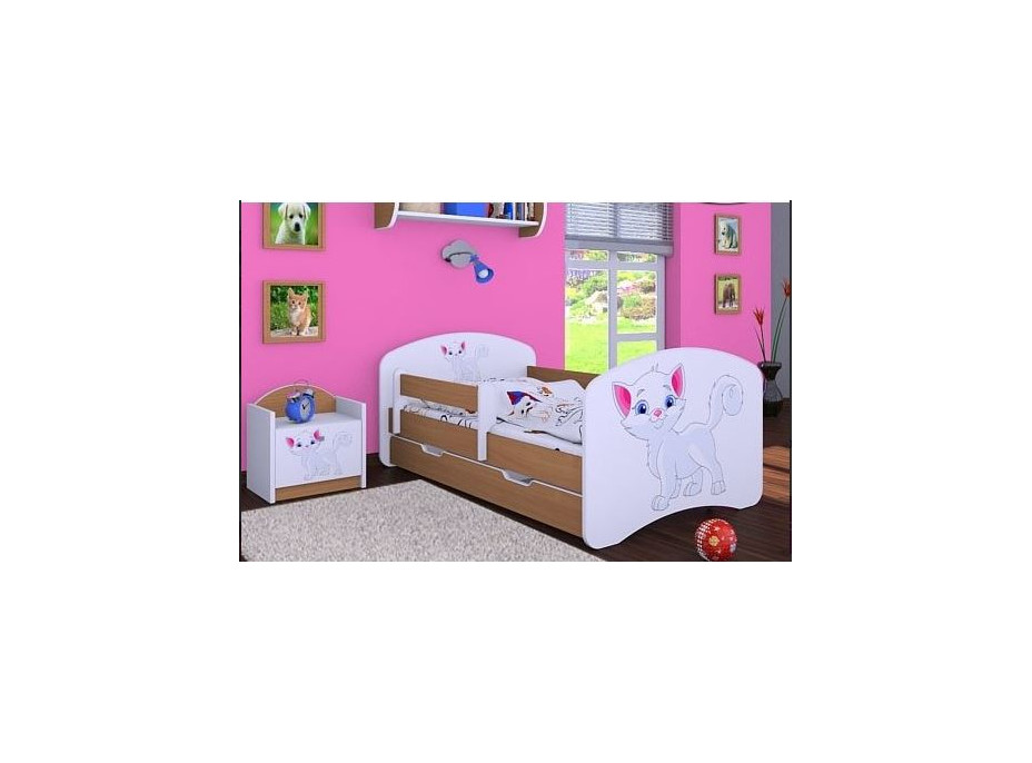 Dětská postel se šuplíkem 160x80cm KOČIČKA - buk