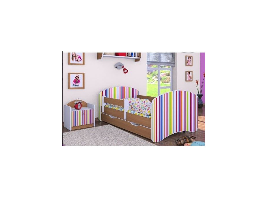 Dětská postel se šuplíkem 180x90cm PROUŽKY - buk