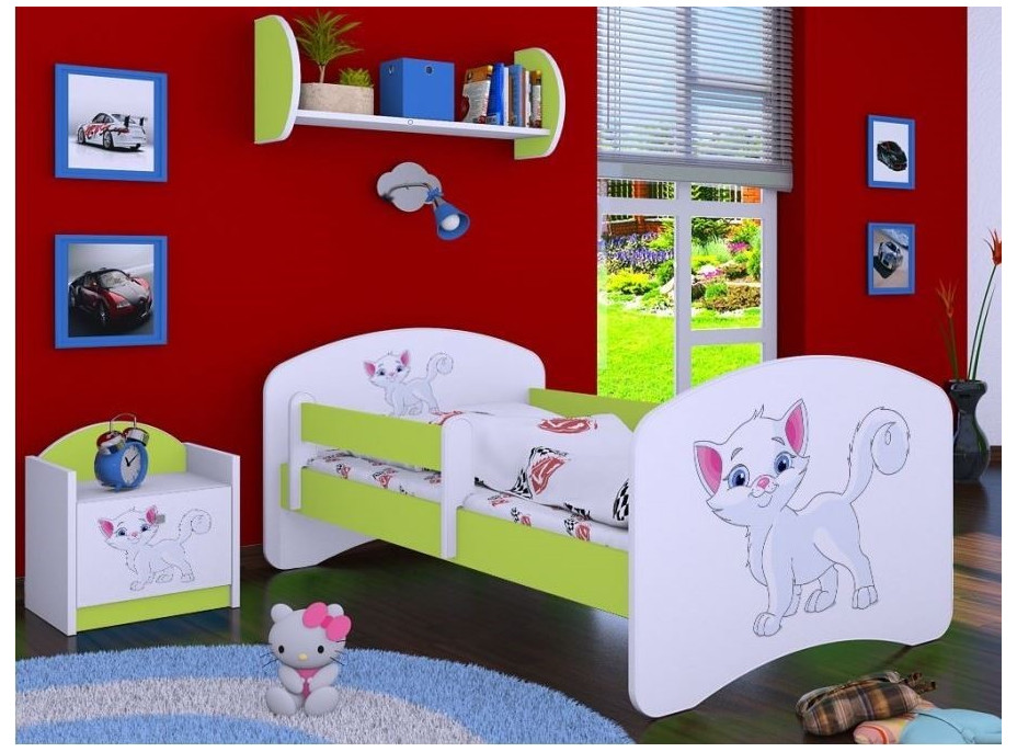 Dětská postel bez šuplíku 180x90cm KOČIČKA - zelená