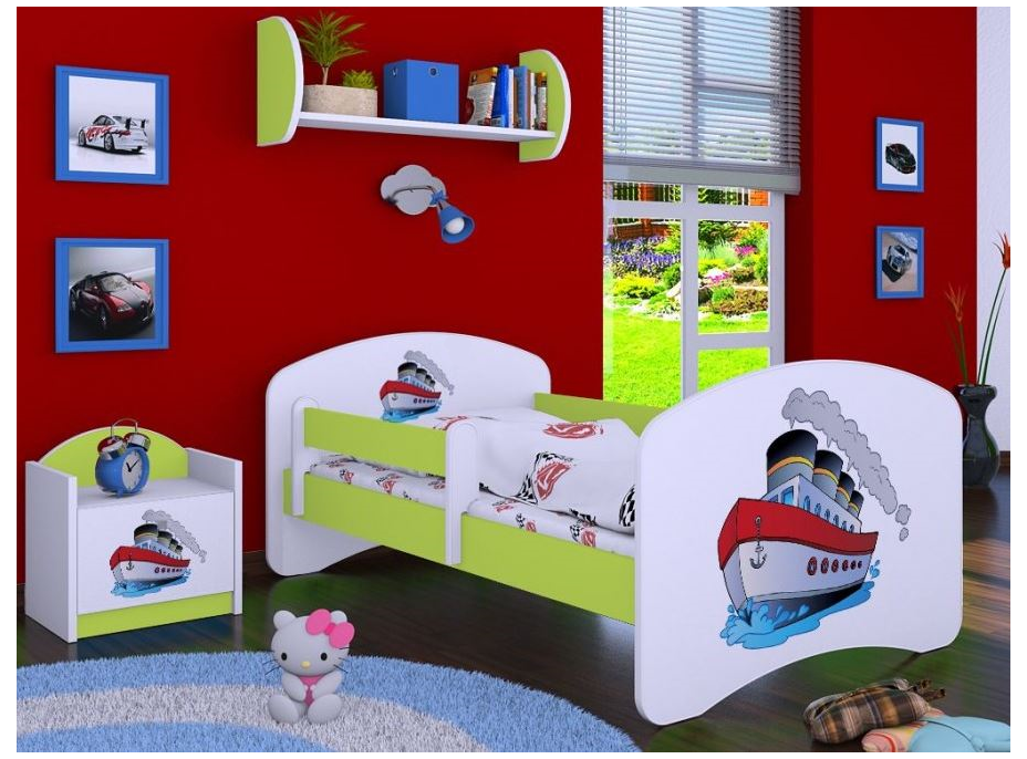 Dětská postel bez šuplíku 180x90cm LODIČKA - zelená