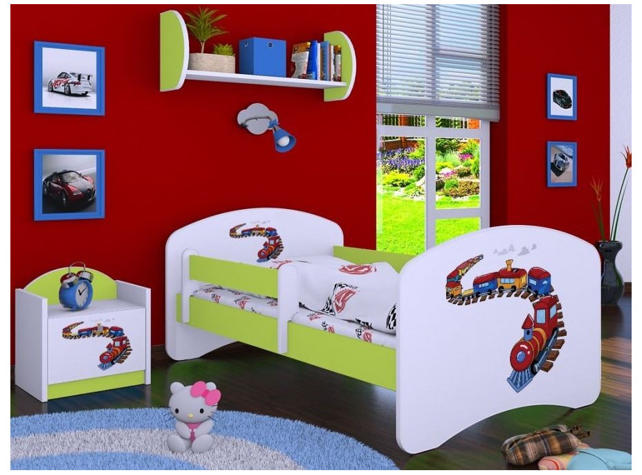Dětská postel bez šuplíku 180x90cm MAŠINKA - zelená