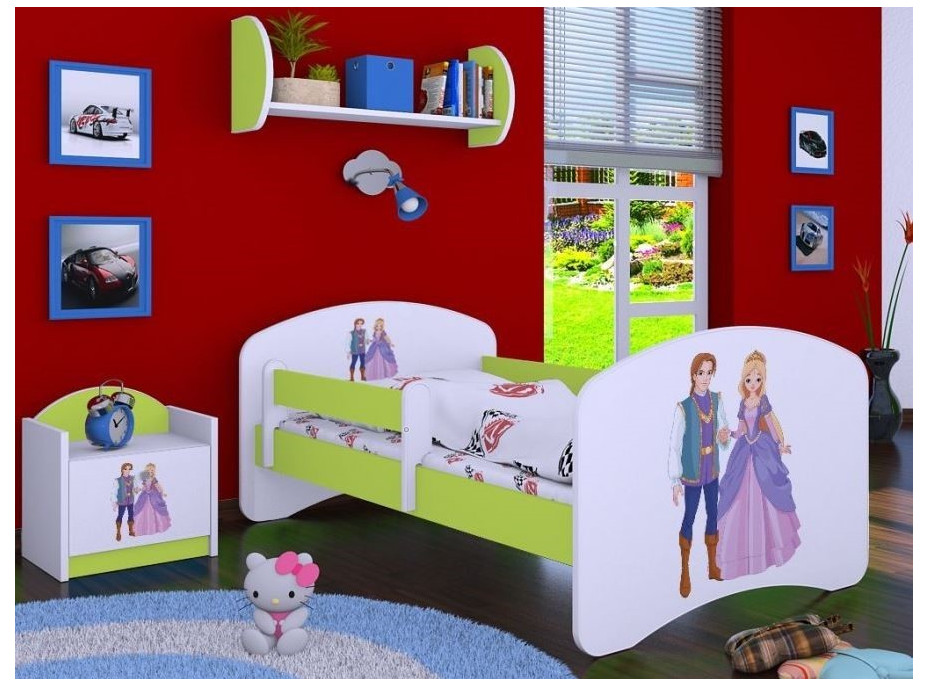Dětská postel bez šuplíku 180x90cm PRINC A PRINCEZNA - zelená